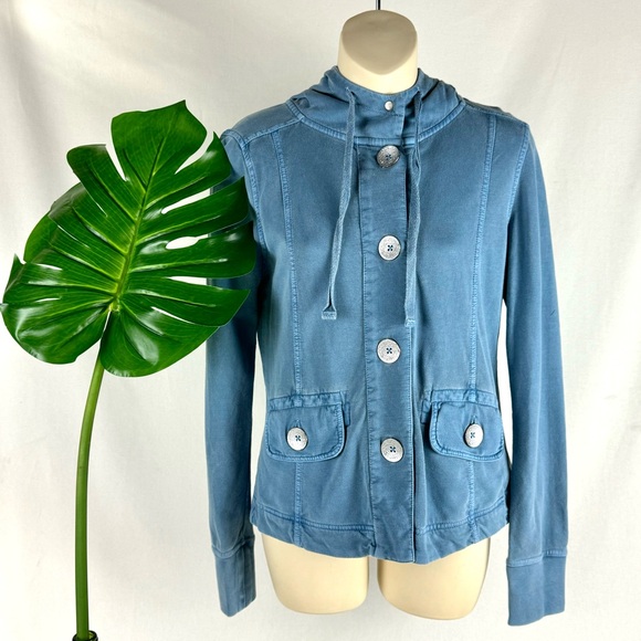 PrAna Blue French Terry Cotton Janell Hooded Jacket Women’s Size Extra Small - Picture 3 of 14